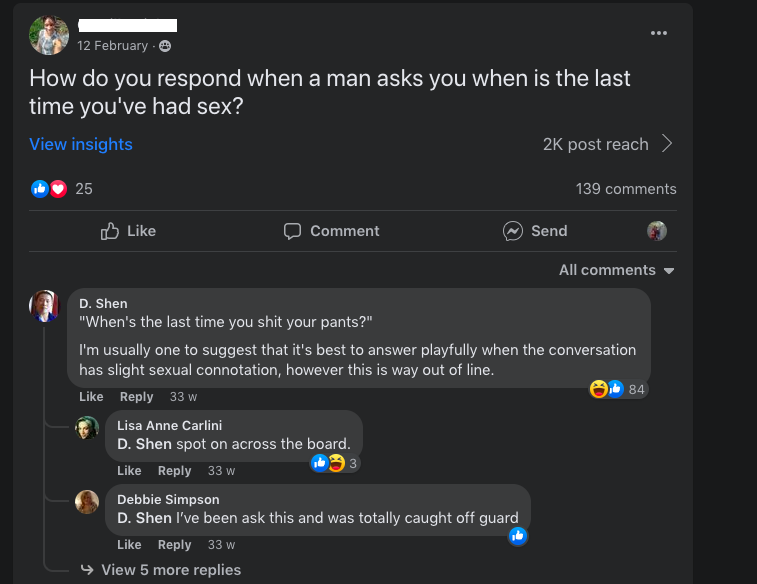 how do you respond when a man asks you when was the last time you had sex
